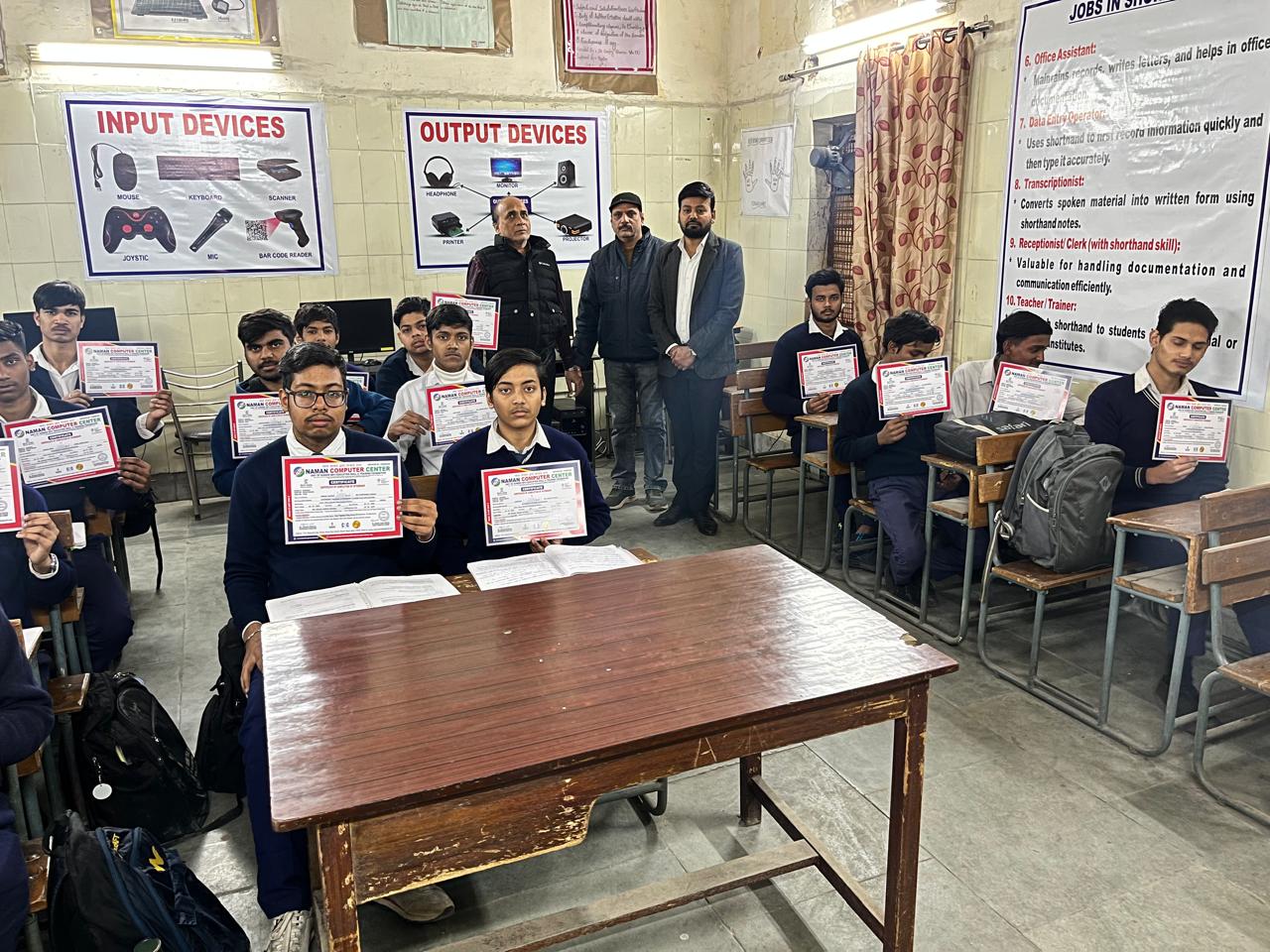 Certificates were distributed at Sarai Rohila Government School by the Principal.