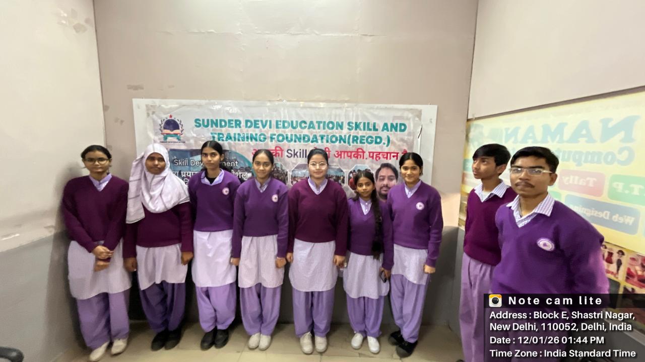 Gulabi Bagh Government School students on-the-job training at Naman Computer Center.