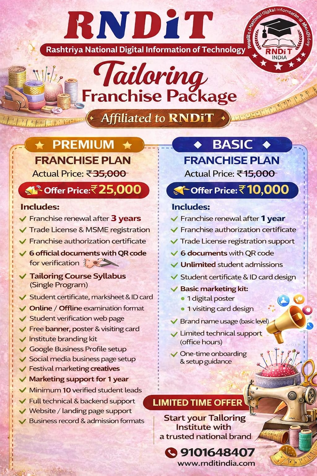 Tailoring  franchise package