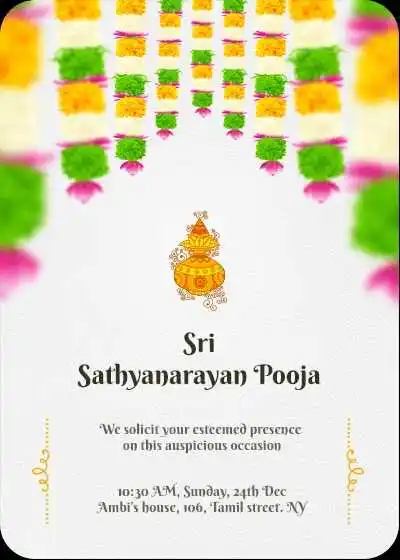 Small Satyanarayan Pooja Invitation Message for WhatsApp.tring
