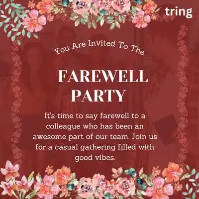 Casual Farewell Meeting Invite Message Casual Farewell Meeting Invite Message
