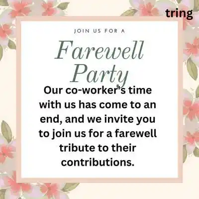Farewell Meeting Invite Message for Co-Worker Farewell Meeting Invite Message for Co-Worker
