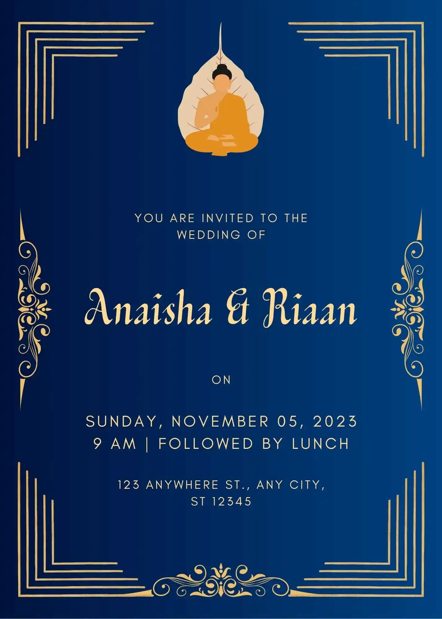 Buddhist Wedding Card Templates