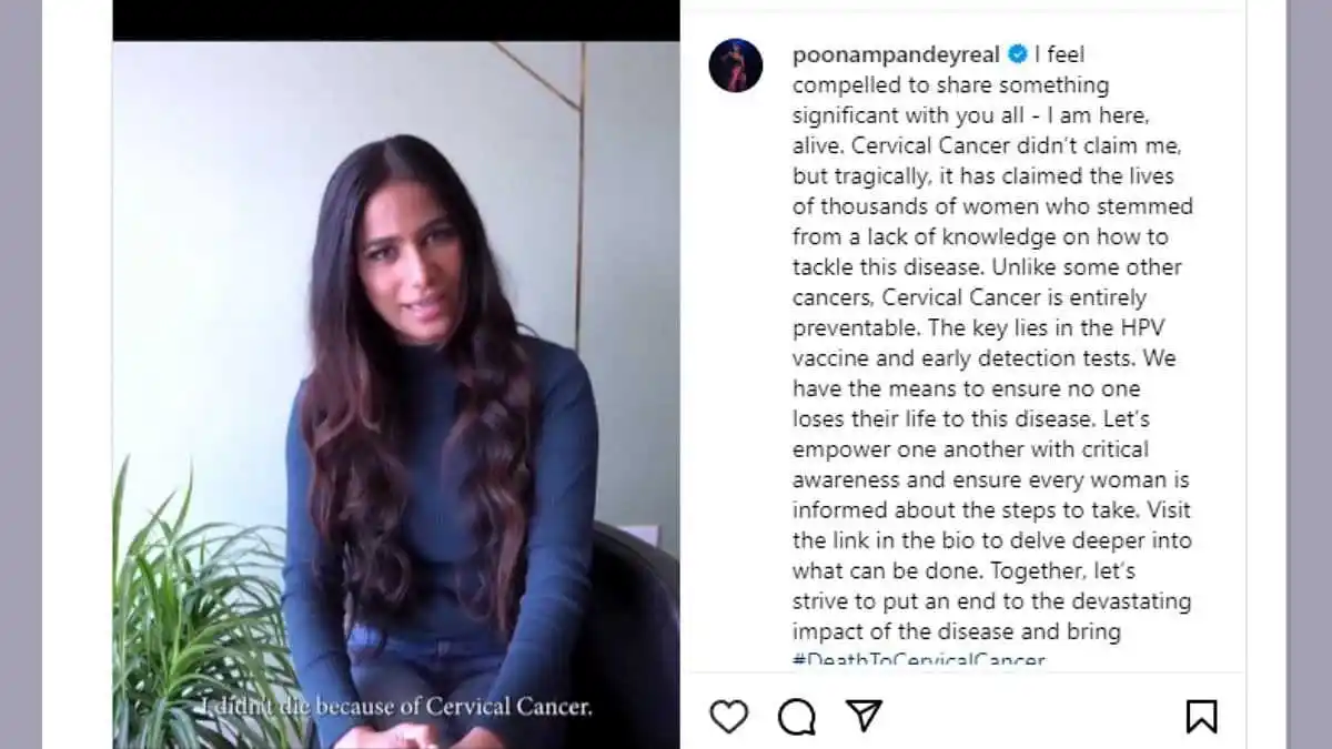 poonam pandey post on instagram about cervical cancer.jpg