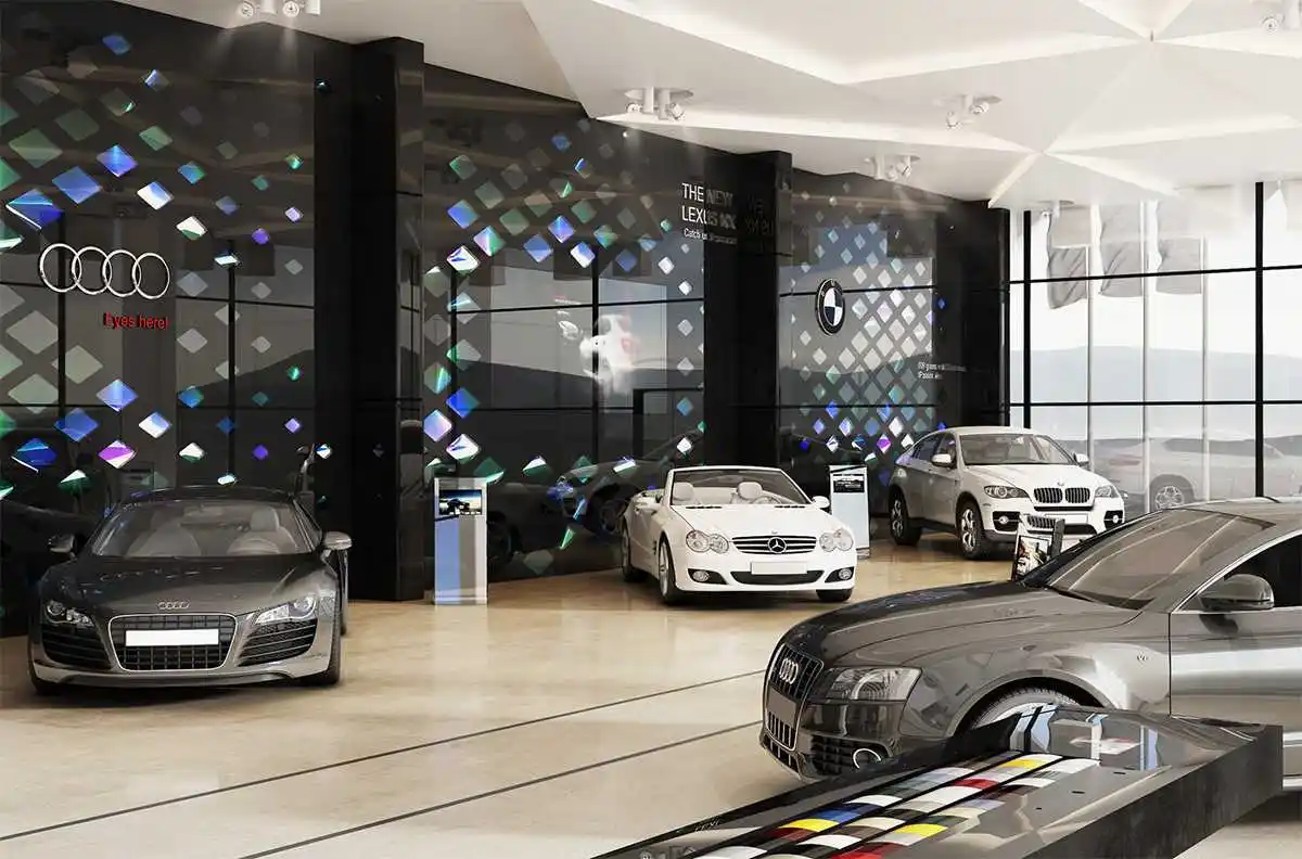 Automobile showroom advertising Automobile showroom advertising